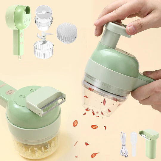 Hachoir Électrique Sans Fil 2-en-1 avec Brosse de Nettoyage pour Cuisine