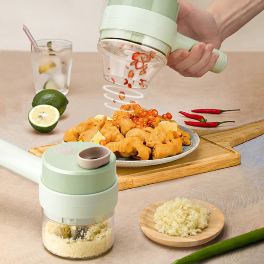 Hachoir Électrique Sans Fil 2-en-1 avec Brosse de Nettoyage pour Cuisine