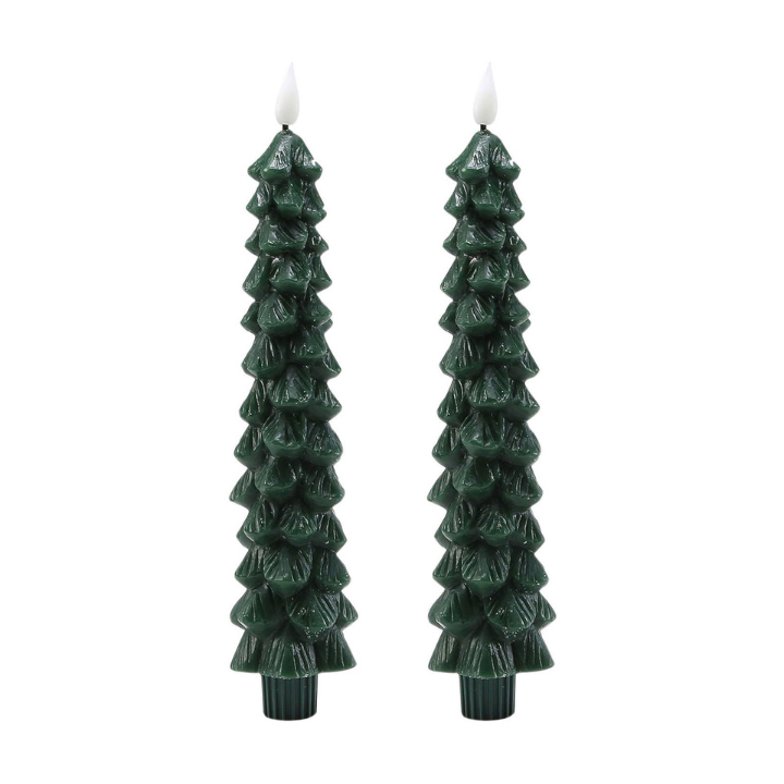 Bougie en forme de sapin avec effet flamme et télécommande