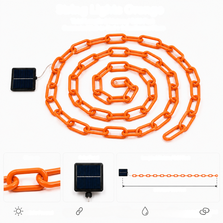 Guirlande LED Solaire Extérieur – Décoration de Jardin Lumineuse Orange