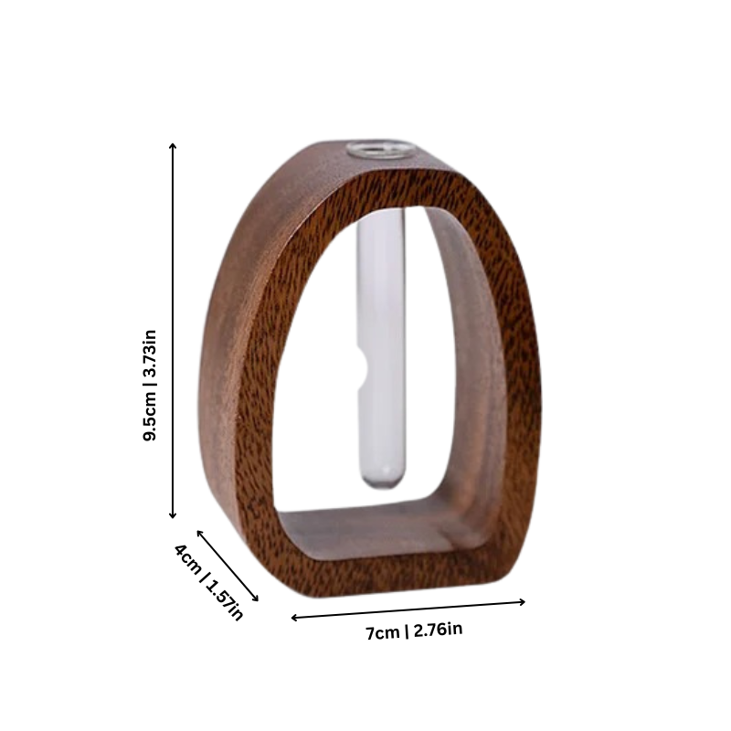 Vase avec cadre en bois et tube à essai – Décoration de table minimaliste