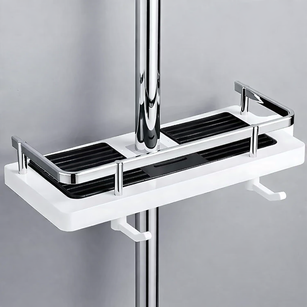 Étagère de douche réglable sans perçage – Fixation par pince