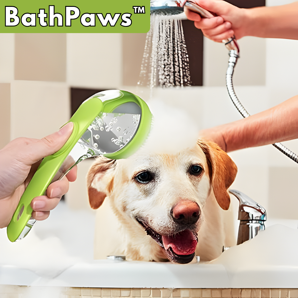 Brosse de bain pour chien et chat avec distributeur de shampoing intégré