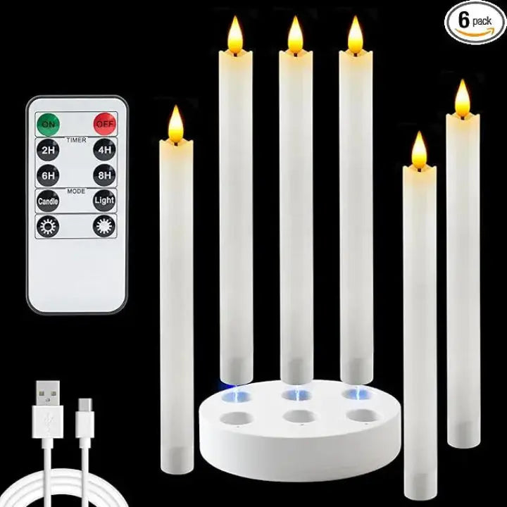 Bougies LED à cire rechargeables – sans flamme avec effet 3D