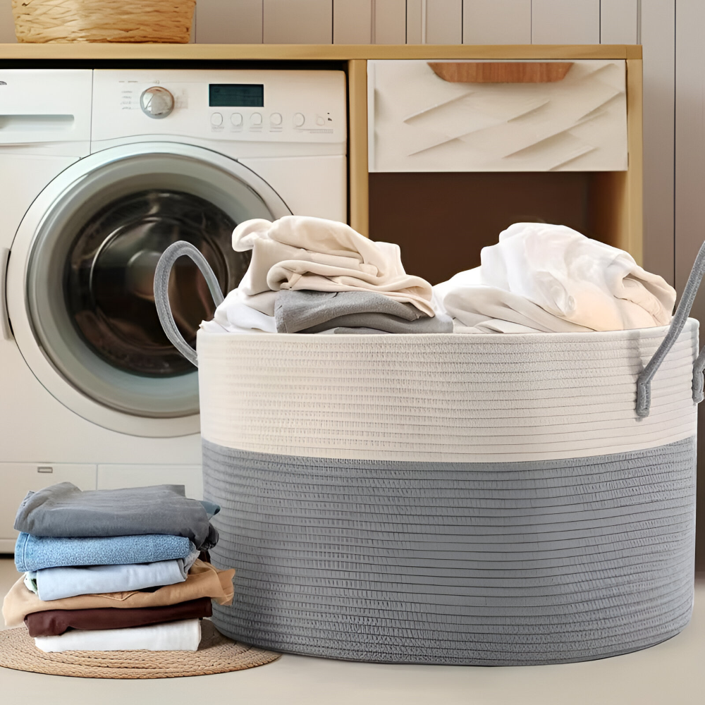 Grand panier tressé 50L pour le linge, les jouets et les couvertures
