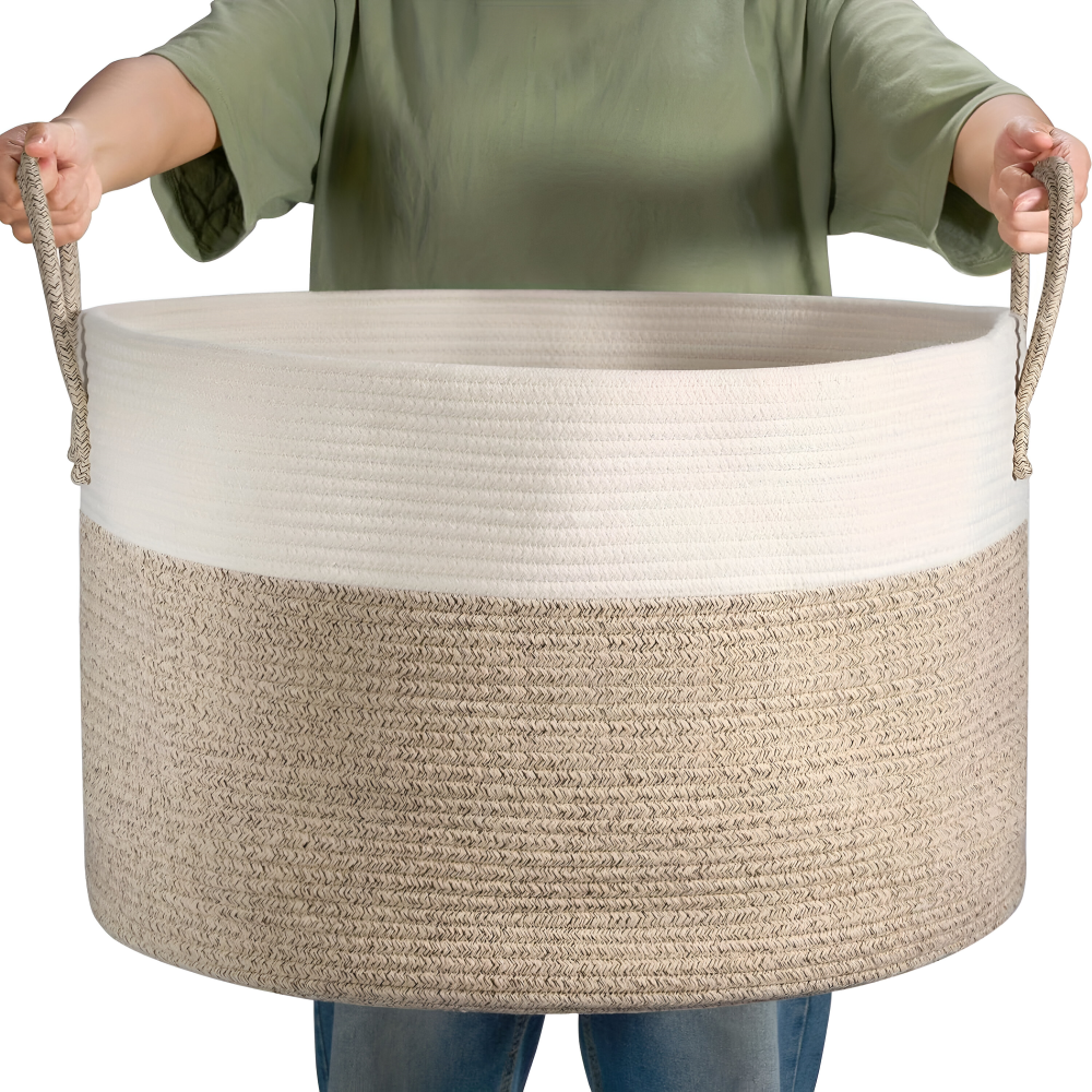 Grand panier tressé 50L pour le linge, les jouets et les couvertures