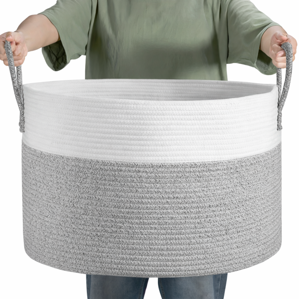 Grand panier tressé 50L pour le linge, les jouets et les couvertures