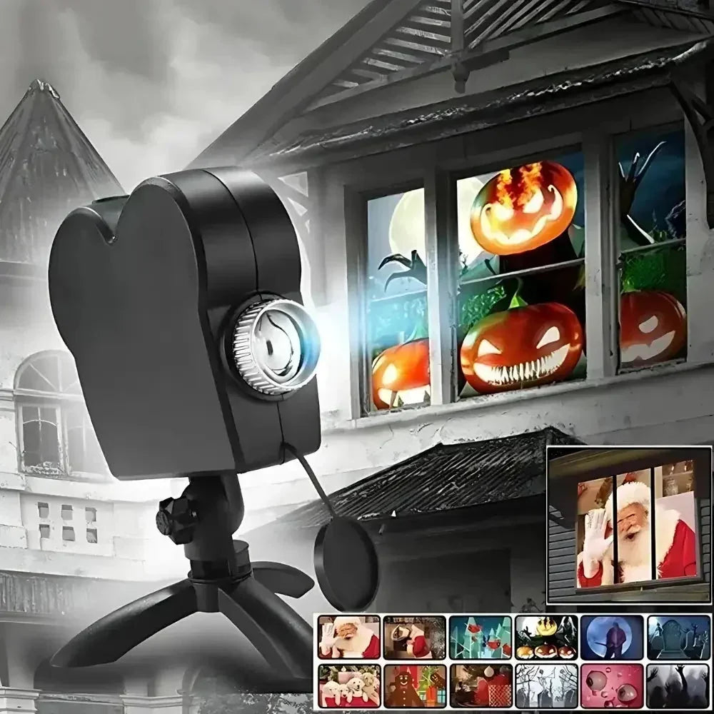 Projecteur Halloween avec 12 vidéos effrayantes, trépied et écran
