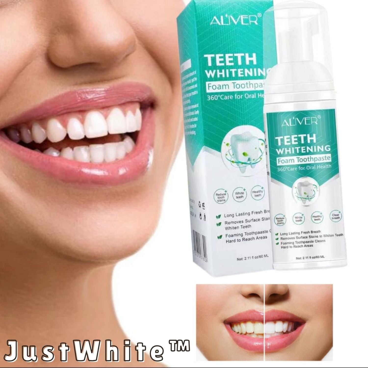 Dentifrice mousse blanchissant – Soin bucco-dentaire anti-taches