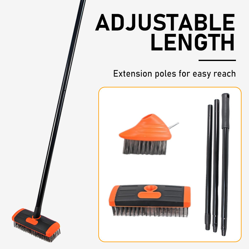 Brosse de Désherbage 3-en-1 avec Manche Réglable pour Terrasse et Joints