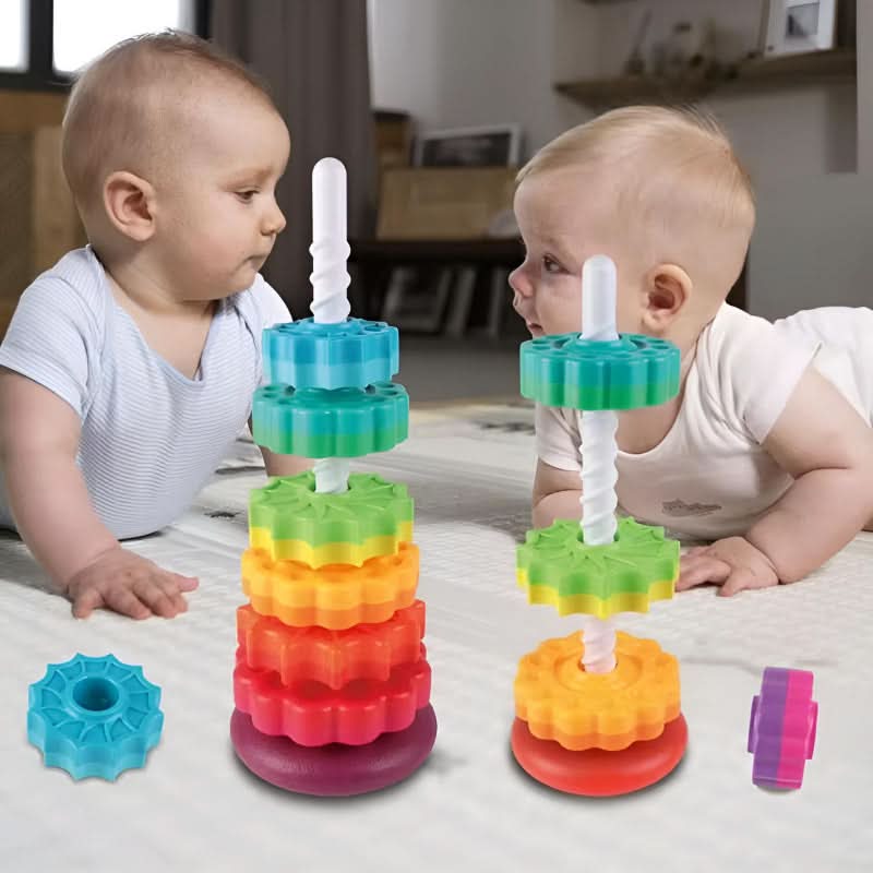 Tour d'empilage bébé avec anneaux rotatifs colorés dès 6 mois