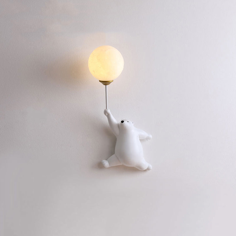 Lampe murale LED ours avec ballon – Éclairage décoratif blanc chaud