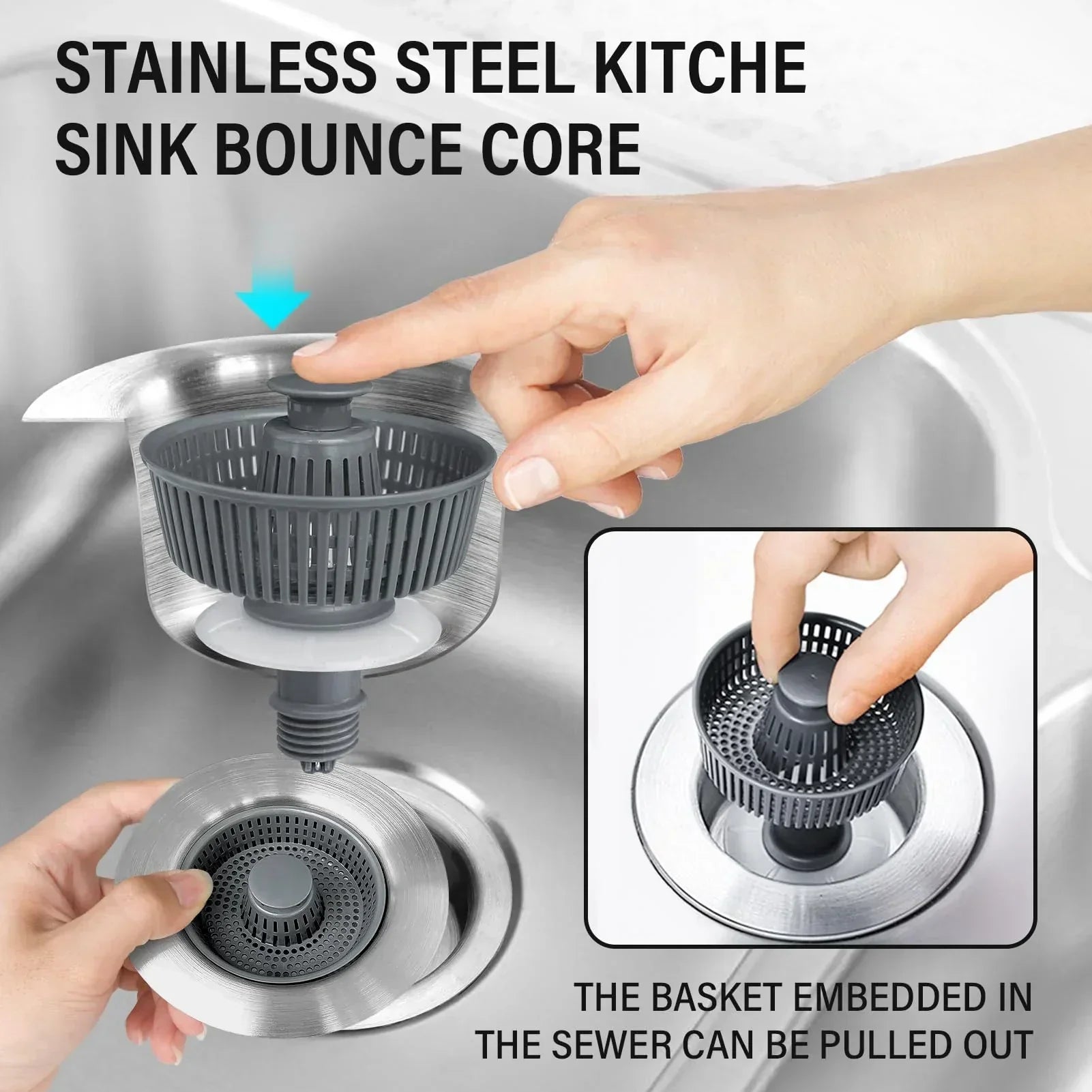 SinkStrain™ – Acier Inoxydable & ABS pour Anti-Obstruction & Protection contre les Odeurs [50 % de Réduction]