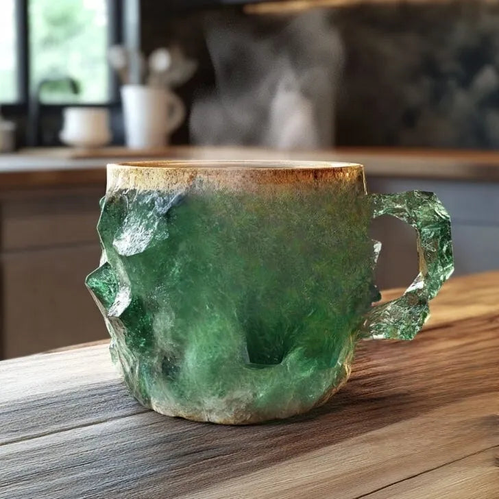 Tasse à café en pierre minérale naturelle faite à la main – Jaspe, Onyx, Quartz