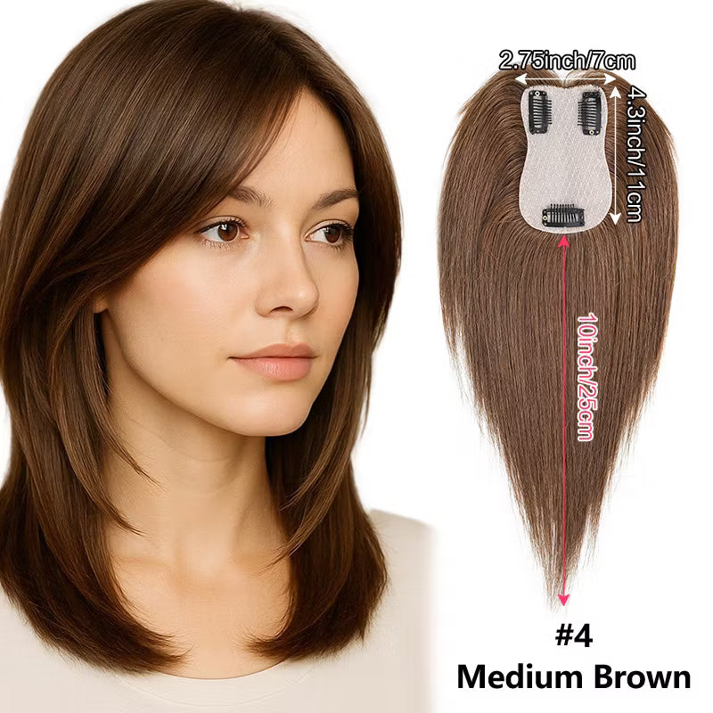 Topper Capillaire Clip-In en Cheveux Naturels Remy pour Volume Instantané