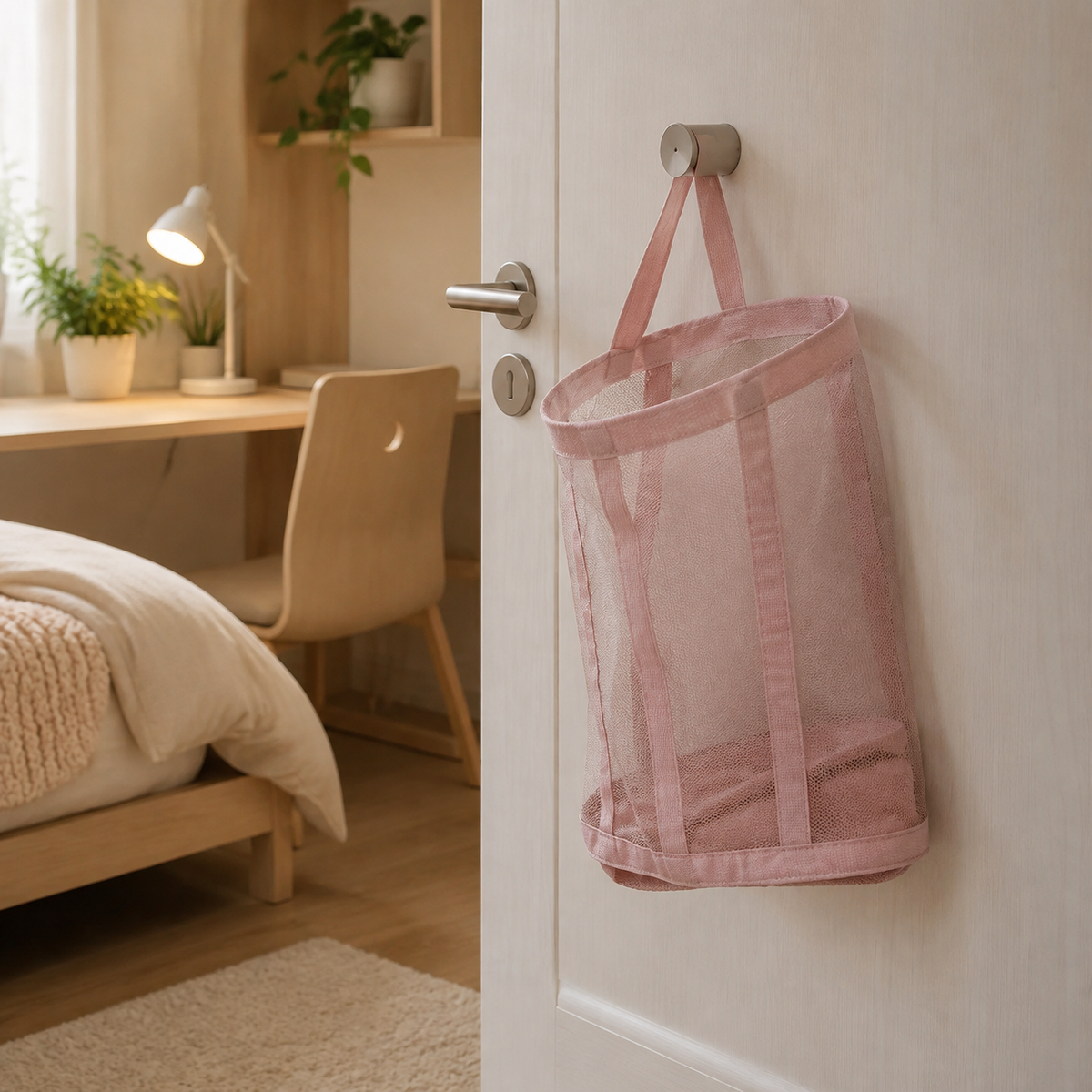 Panier à linge pliable en filet nylon – gain de place et aéré