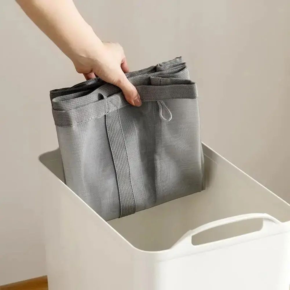 Panier à linge pliable en filet Nylon – gain de place et aéré