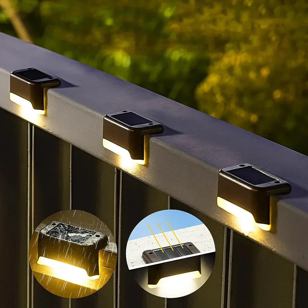 SolarLume™ – Lot de 4 Lampes Solaires pour Terrasse – Éclairage Extérieur Résistant aux Intempéries [2 + 2 Gratuits]