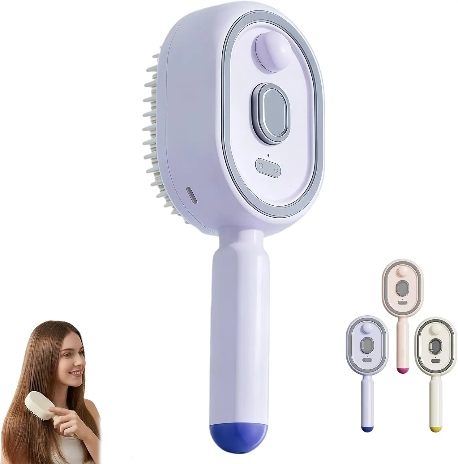 Brosse Démêlante Électrique avec Spray Intégré et Charge USB-C