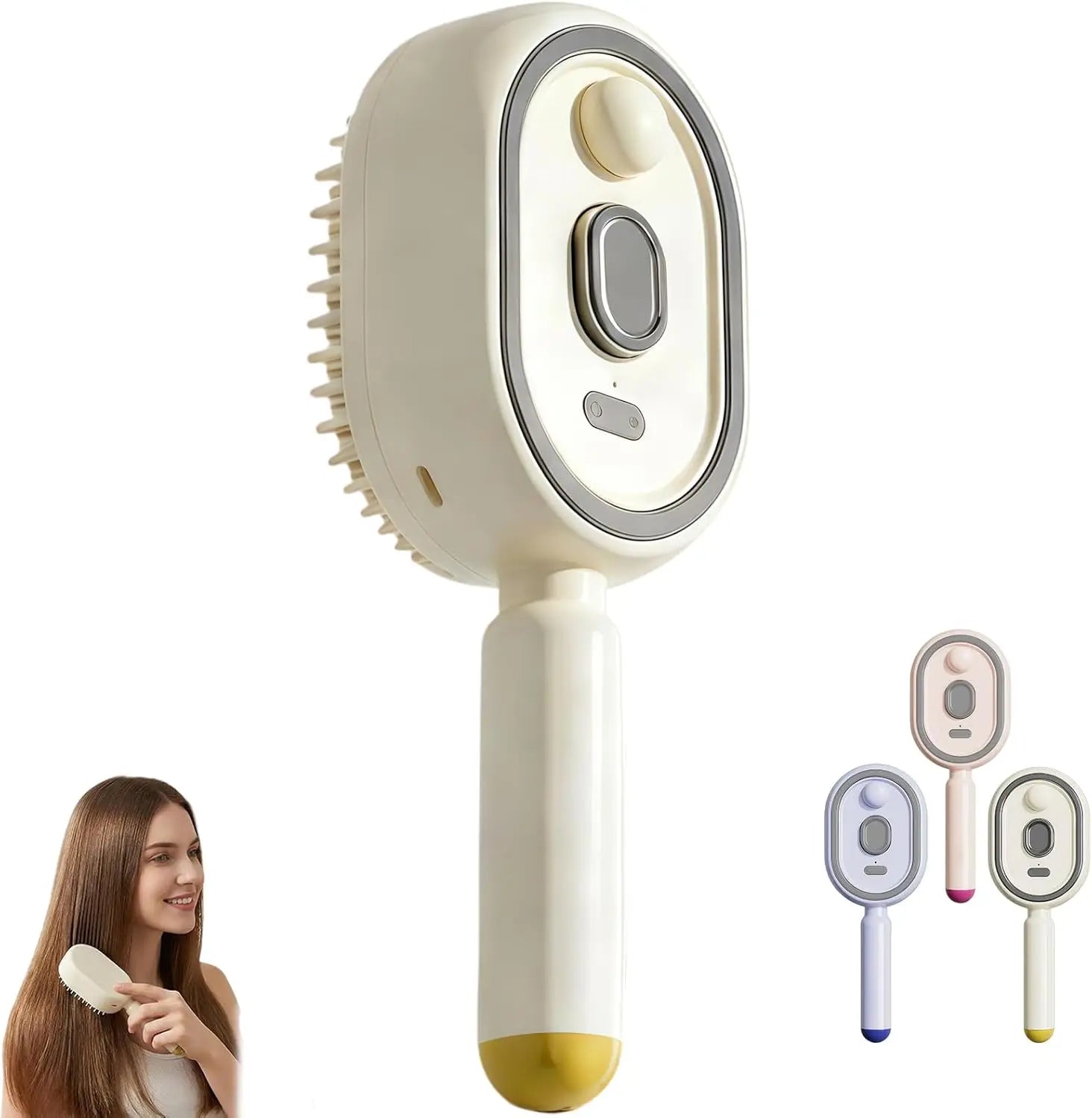 Brosse Démêlante Électrique avec Spray Intégré et Charge USB-C