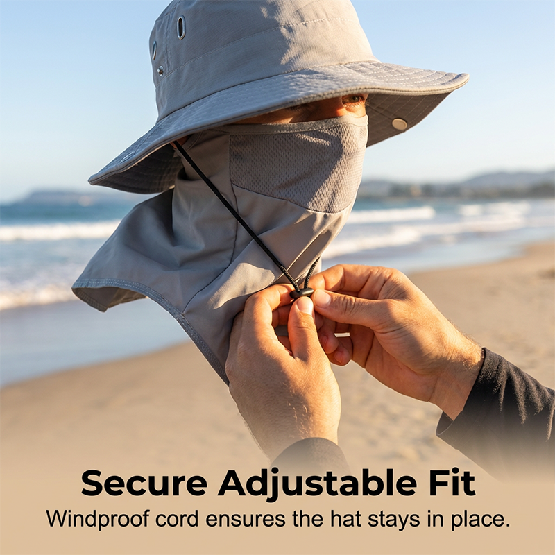 Chapeau de soleil respirant avec protection visage amovible