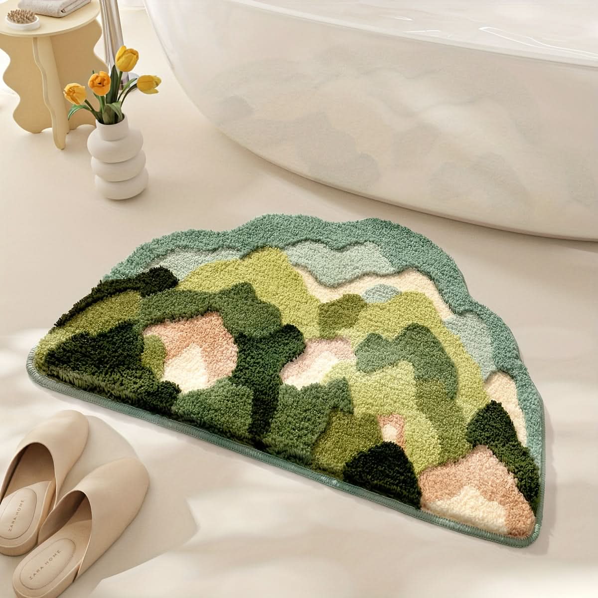 Tapis de bain absorbant à motif floral – antidérapant & doux