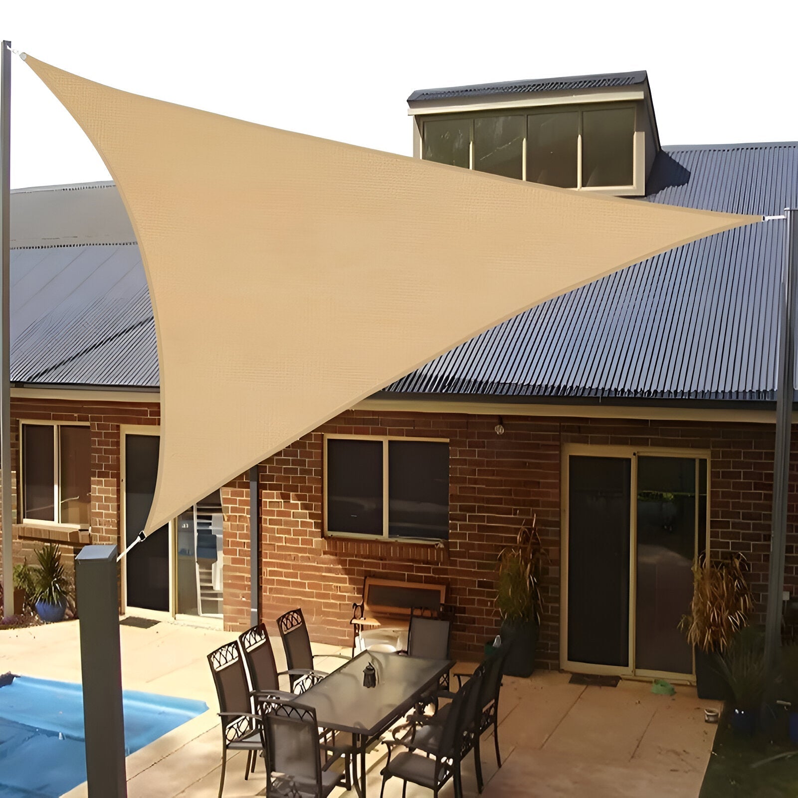 Voile d'Ombrage Triangulaire Anti-UV en Polyester pour Jardin et Terrasse