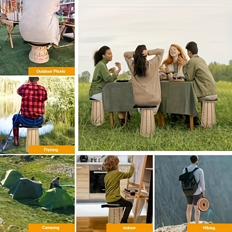 Tabouret Pliant Réglable 12 Positions avec Assise Rembourrée en Cuir PU