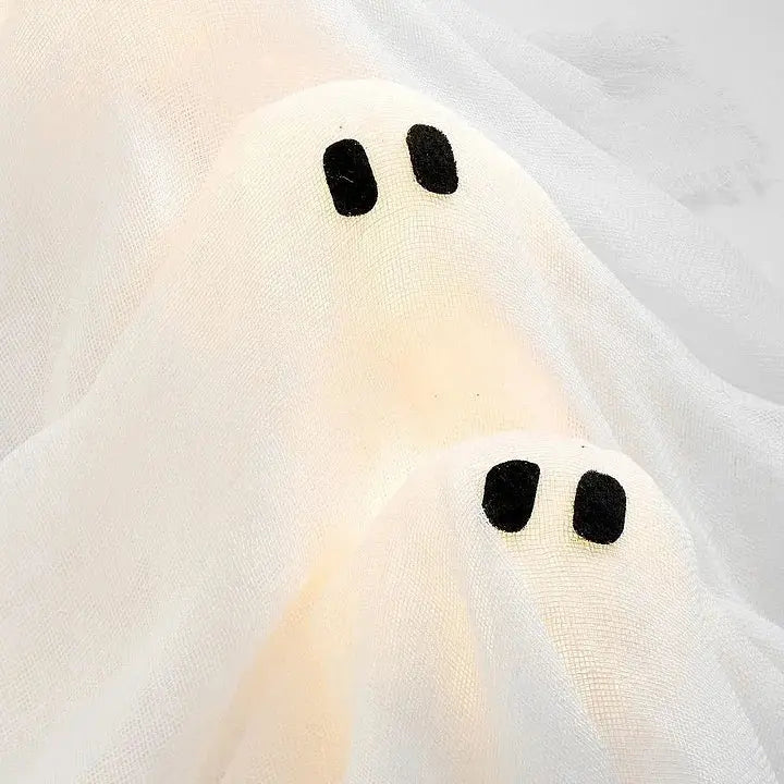Couronne Halloween avec éclairage LED – 12 fantômes lumineux, 31 cm