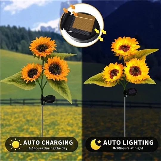 Lampes Solaires Tournesol pour Jardin – Lumière d'Ambiance Extérieure
