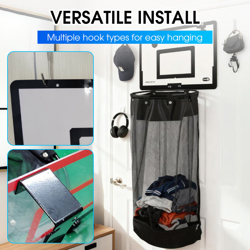 Panier à Linge Basketball Mural avec Filet Mesh pour Chambre Enfant