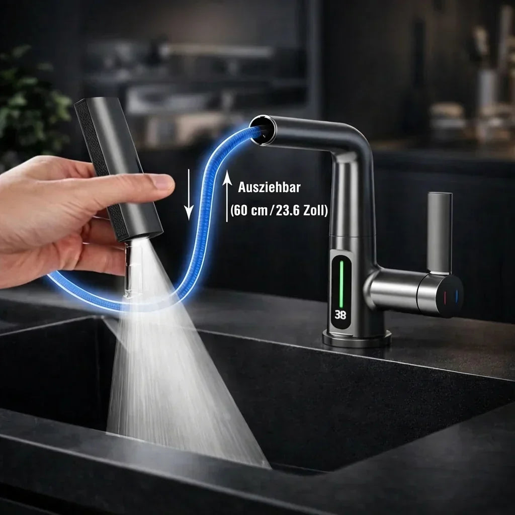 Embout de robinet avec indicateur de température LED et 5 modes de pulvérisation
