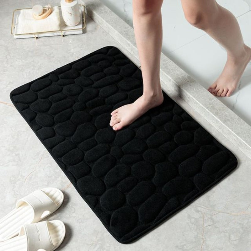 Tapis de bain en mousse à mémoire de forme avec design galets – doux & antidérapant