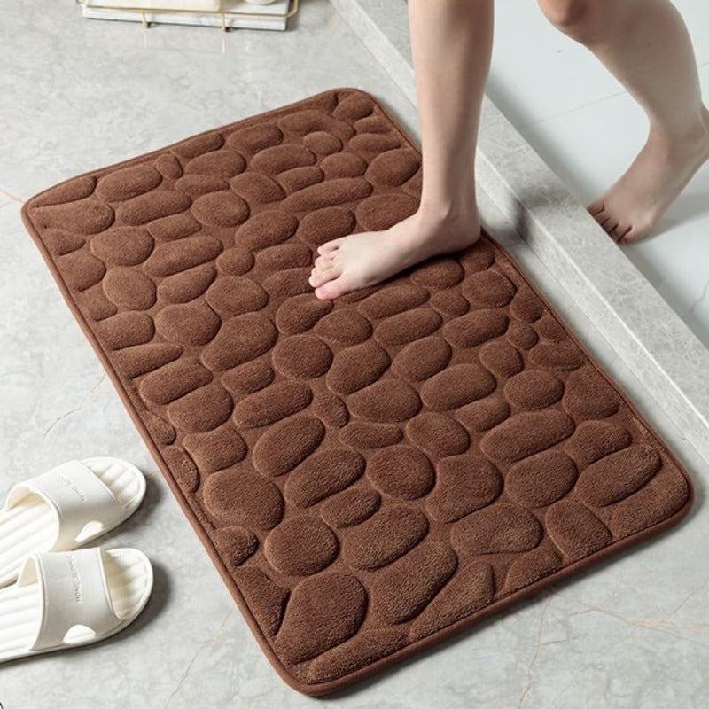 Tapis de bain en mousse à mémoire de forme avec design galets – doux & antidérapant