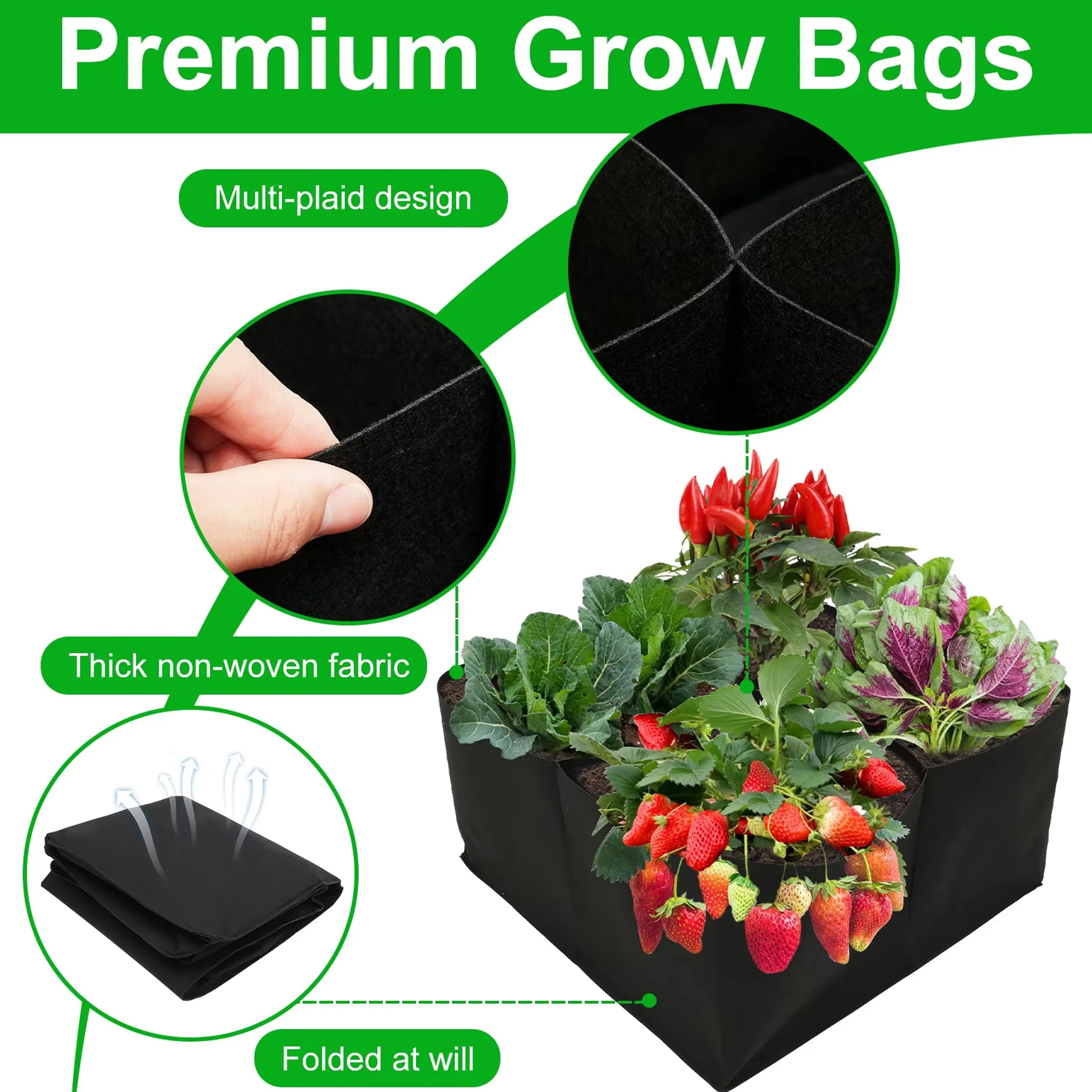 Jardinière Multi-Poches en Tissu Respirant pour Herbes et Légumes