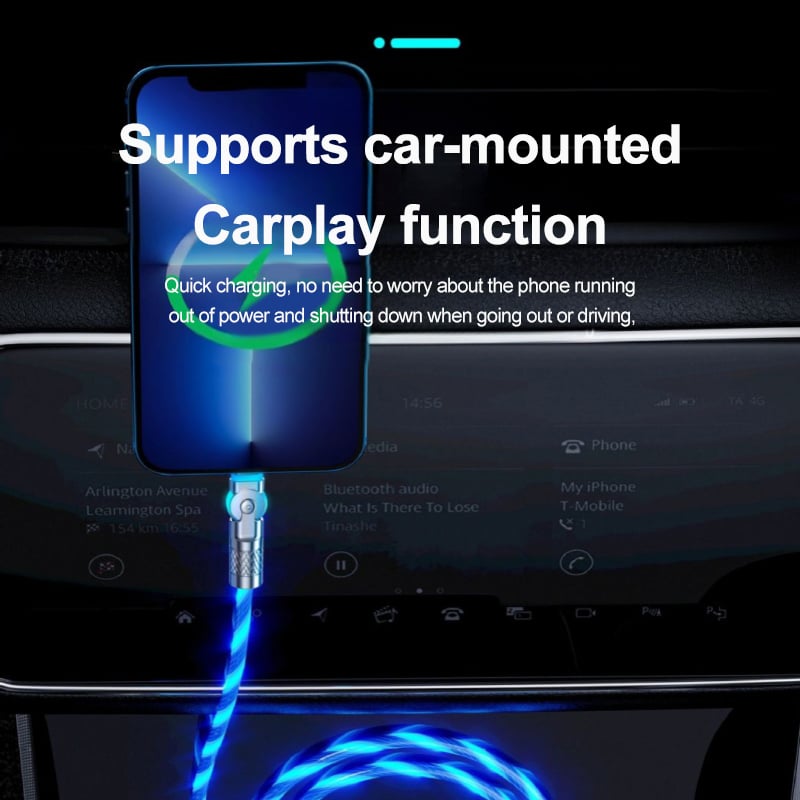 Câble USB Rotatif 540° avec Éclairage LED pour Charge Rapide