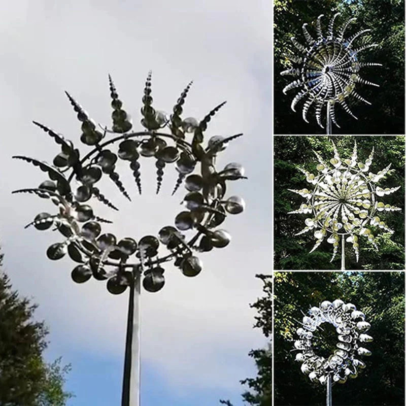 Spirale à Vent Décorative en Acier Inoxydable pour Jardin et Terrasse