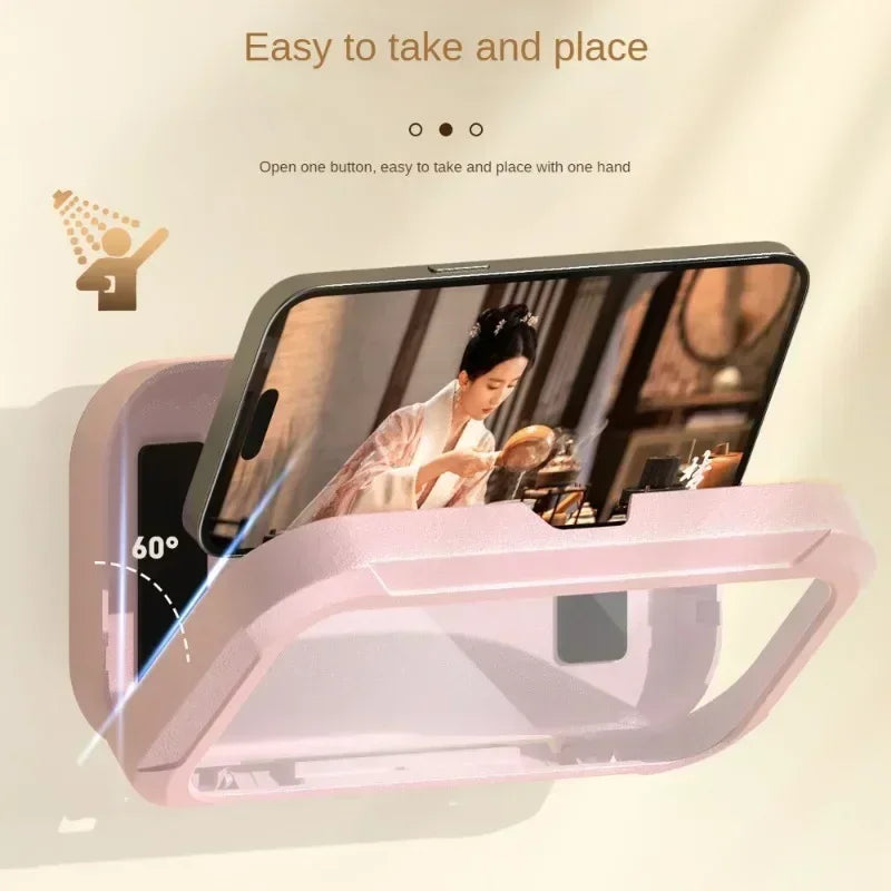 Support Téléphone Douche Étanche IPX6 avec Bras Télescopique Réglable