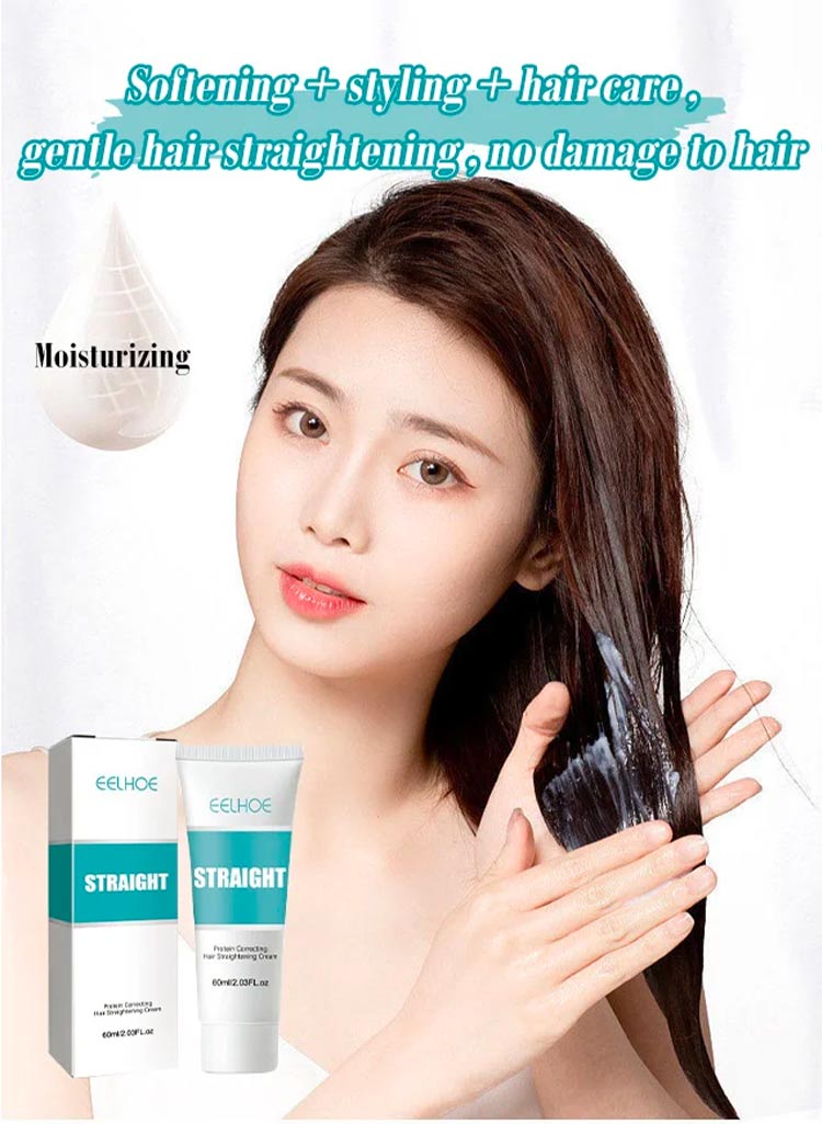 Crème Lissante Capillaire à la Kératine pour Cheveux Lisses et Brillants