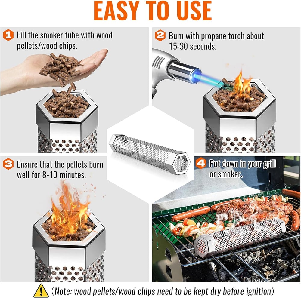 SmokeHex™ – Tube à fumée en acier inoxydable adapté à tous les types de grill [50 % de réduction]