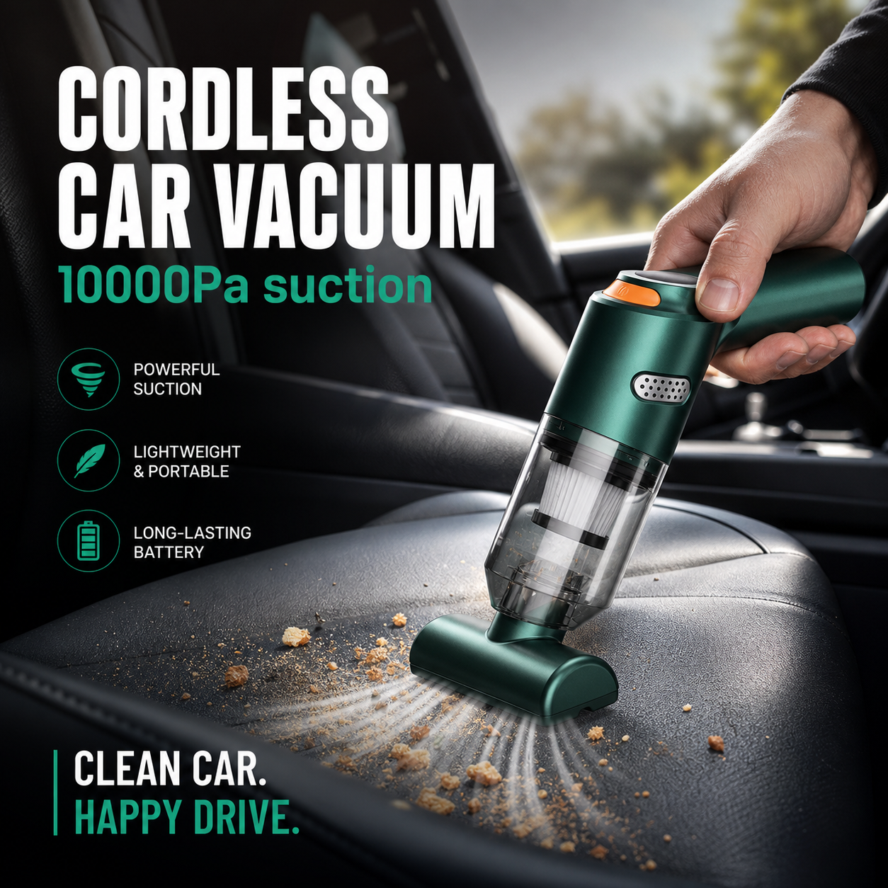 Aspirateur à main sans fil léger 10000 Pa avec filtre HEPA lavable