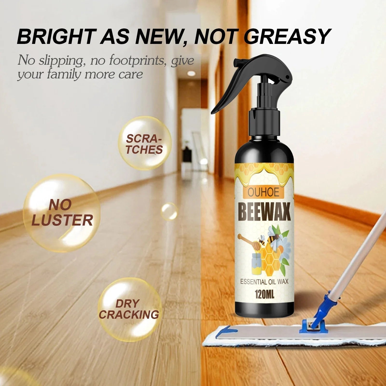 Spray Entretien Bois à la Cire d'Abeille – Nettoyant et Lustrant Naturel
