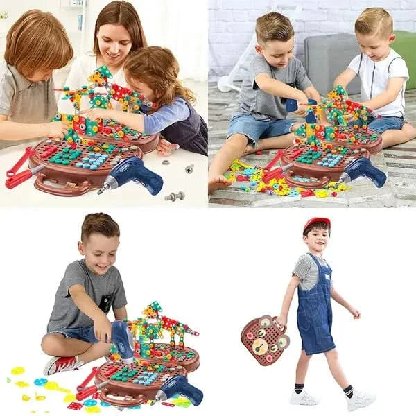 Jeu de construction avec perceuse électrique pour enfants – 204 pièces en