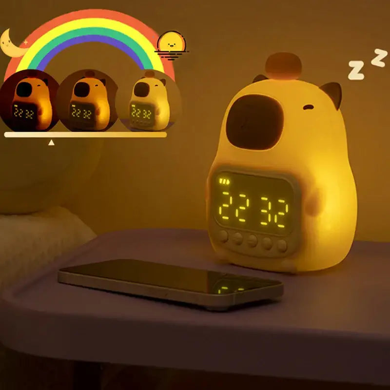 Réveil Digital Capybara avec Veilleuse Douce et Affichage LED