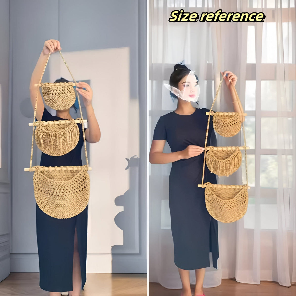 Panier à fruits suspendu en jute – multi-niveaux pour la cuisine
