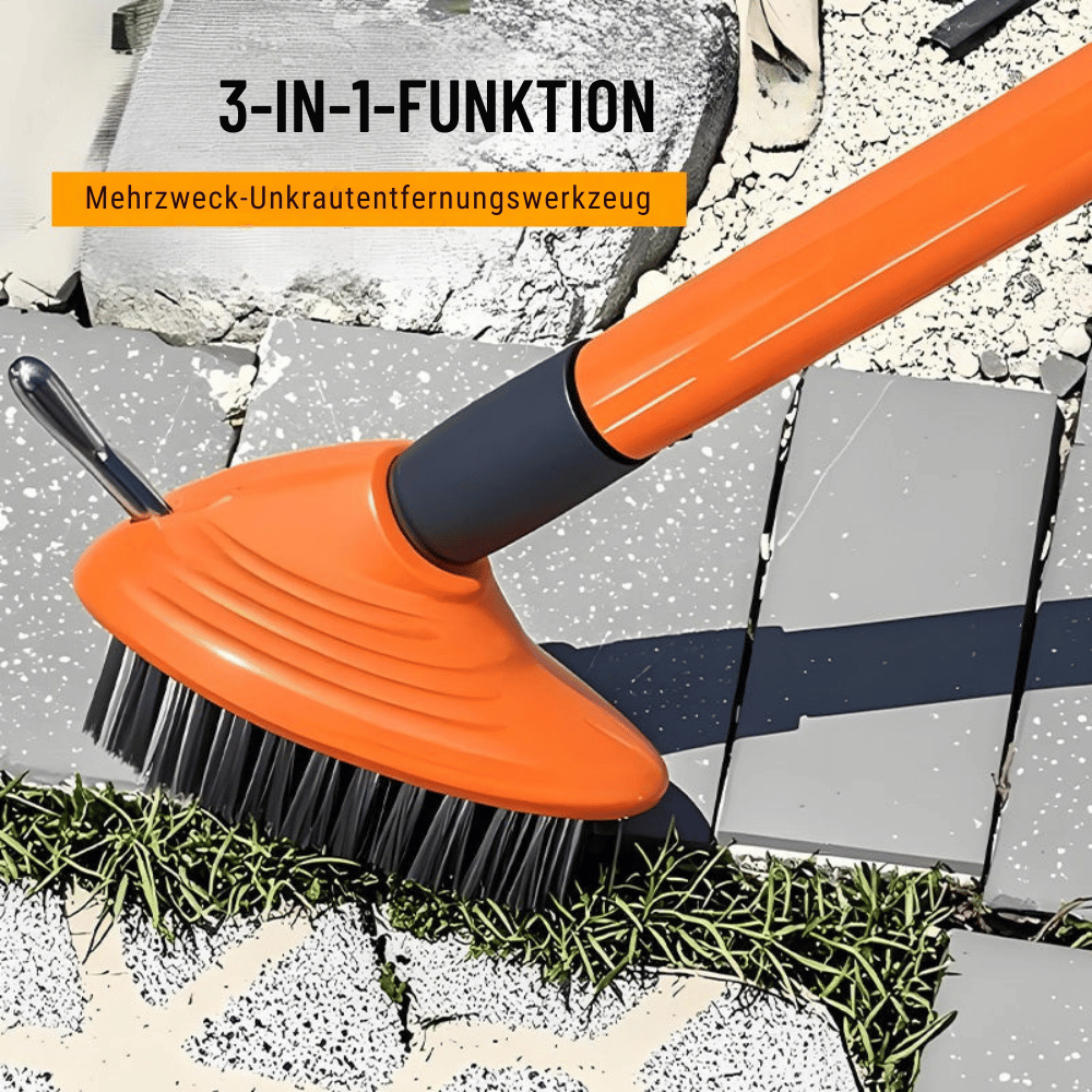 Brosse de Désherbage 3-en-1 avec Manche Réglable pour Terrasse et Joints