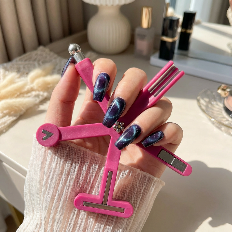 Outil Magnétique Nail Art Cat-Eye 8-en-1 pour Vernis Gel