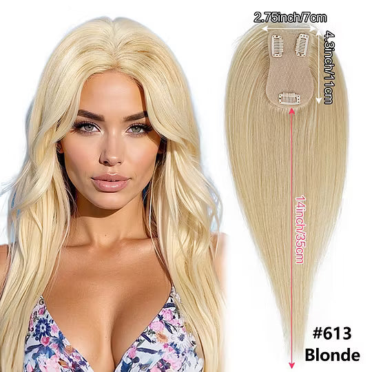 Topper Capillaire Clip-In en Cheveux Naturels Remy pour Volume Instantané