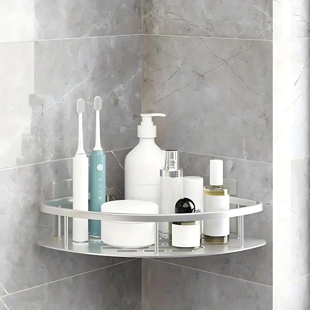Étagère de douche d'angle sans perçage – support de douche autocollant en aluminium