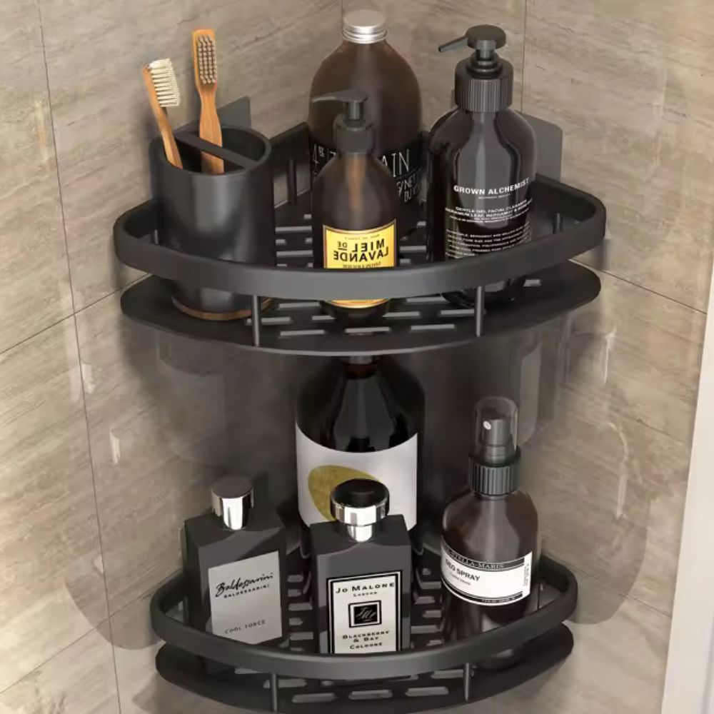 Étagère d'angle de douche sans perçage – tablette de douche autocollante en aluminium